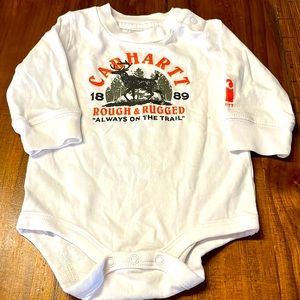 Carhartt 6 month onesie white rough and rugged